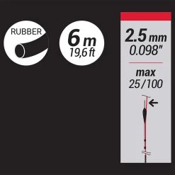 ELASTIQUE PLEIN 2,5 MM 6M -Pêche en mer Magasin elastique plein 25 mm 6m 2