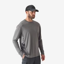 Tee-shirt De Pêche Anti-UV 500 Gris -Pêche en mer Magasin tee shirt de peche anti uv 500 gris 1