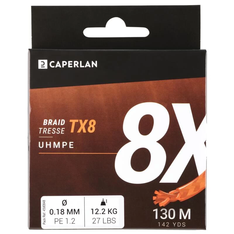 TRESSE PECHE AUX LEURRES TX8 ORANGE 130M 3 TRESSE PECHE AUX LEURRES TX8 ORANGE 130M – Image 3